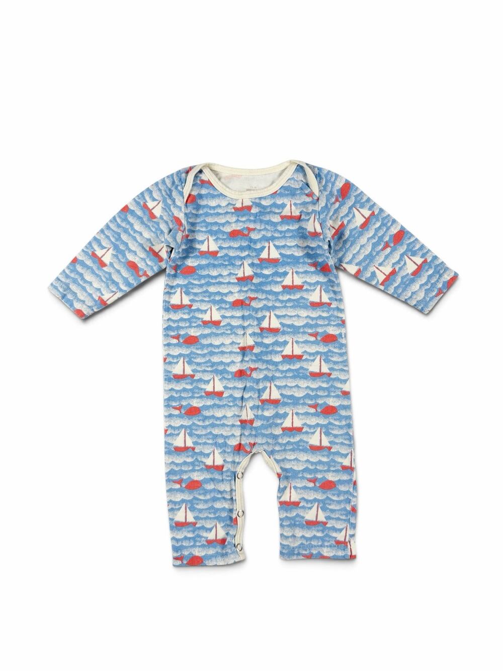 Winter Water Factory Sailboats Long Sleeve Romper Blue Red Size 3 Months